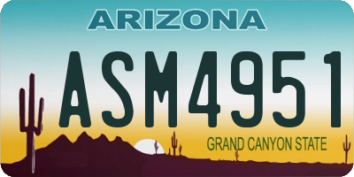 AZ license plate ASM4951