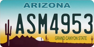 AZ license plate ASM4953