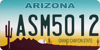 AZ license plate ASM5012