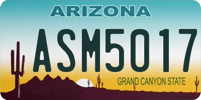 AZ license plate ASM5017