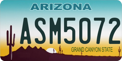 AZ license plate ASM5072