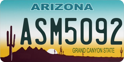 AZ license plate ASM5092