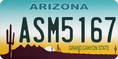 AZ license plate ASM5167