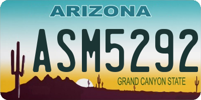 AZ license plate ASM5292