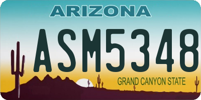 AZ license plate ASM5348