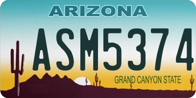 AZ license plate ASM5374