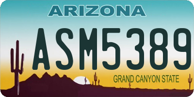 AZ license plate ASM5389