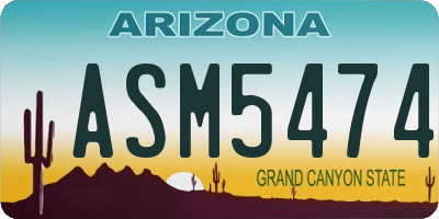 AZ license plate ASM5474