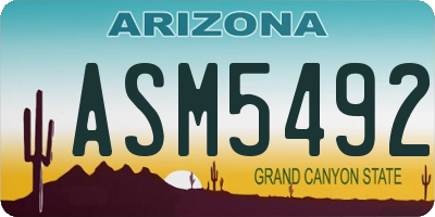 AZ license plate ASM5492