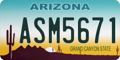 AZ license plate ASM5671