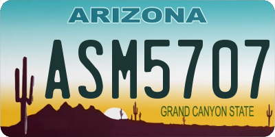 AZ license plate ASM5707