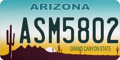 AZ license plate ASM5802