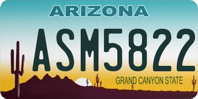 AZ license plate ASM5822