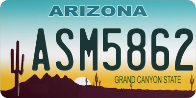 AZ license plate ASM5862