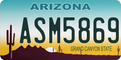 AZ license plate ASM5869