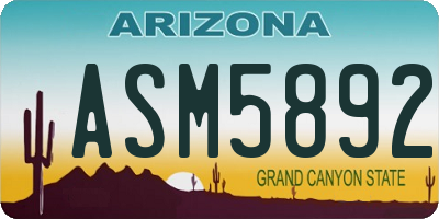 AZ license plate ASM5892