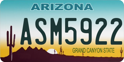 AZ license plate ASM5922