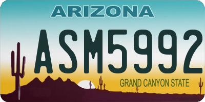 AZ license plate ASM5992