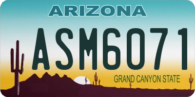 AZ license plate ASM6071