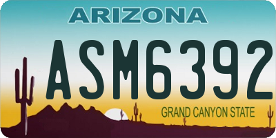 AZ license plate ASM6392
