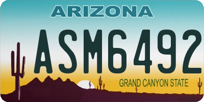 AZ license plate ASM6492