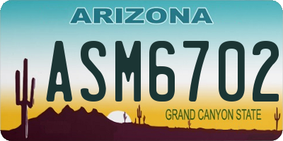 AZ license plate ASM6702