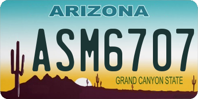 AZ license plate ASM6707