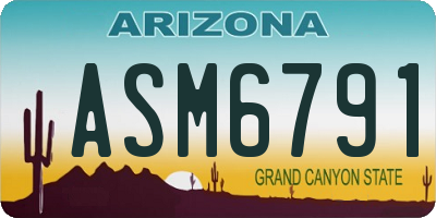 AZ license plate ASM6791