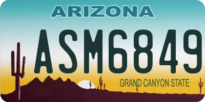 AZ license plate ASM6849