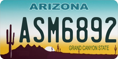 AZ license plate ASM6892