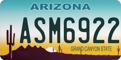 AZ license plate ASM6922