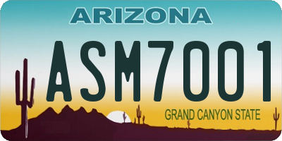 AZ license plate ASM7001