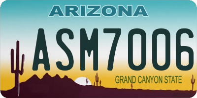 AZ license plate ASM7006