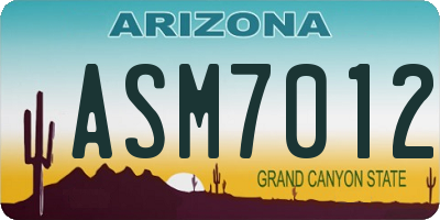 AZ license plate ASM7012