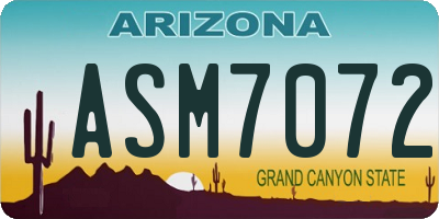 AZ license plate ASM7072