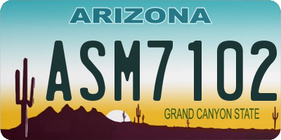AZ license plate ASM7102