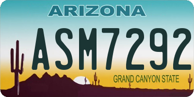 AZ license plate ASM7292