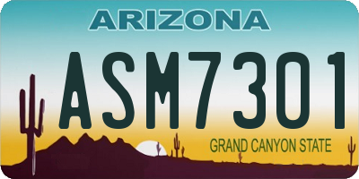 AZ license plate ASM7301