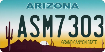 AZ license plate ASM7303