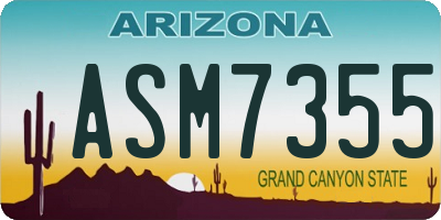 AZ license plate ASM7355