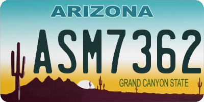 AZ license plate ASM7362