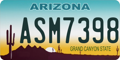 AZ license plate ASM7398