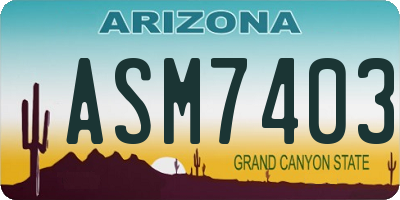 AZ license plate ASM7403