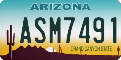 AZ license plate ASM7491
