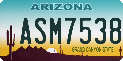AZ license plate ASM7538