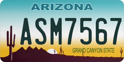AZ license plate ASM7567