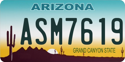 AZ license plate ASM7619