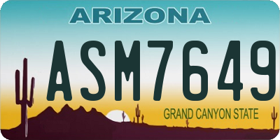 AZ license plate ASM7649