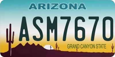 AZ license plate ASM7670