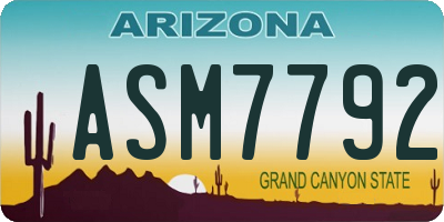 AZ license plate ASM7792